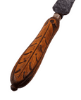 Antique Kitchen Utensil Carved Peacock Wood Handled Bread Steel Knife 1880s Bird Feather Victorian