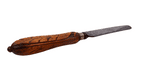 Antique Kitchen Utensil Carved Peacock Wood Handled Bread Steel Knife 1880s Bird Feather Victorian