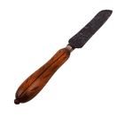 Antique Kitchen Utensil Carved Peacock Wood Handled Bread Steel Knife 1880s Bird Feather Victorian