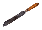 Antique Kitchen Utensil Carved Peacock Wood Handled Bread Steel Knife 1880s Bird Feather Victorian