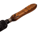 Antique Kitchen Utensil Carved Peacock Wood Handled Bread Steel Knife 1880s Bird Feather Victorian