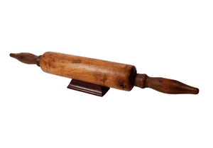 Antique Kitchen Utensil Tool Wooden Wood Turned 18" Rolling Pin Pastry Baton 1900s Shaped Handles