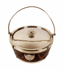 Antique Kitchen Victorian Oak & EPNS Electro Plated Nickel Silver Butter Dish c/w Ceramic Liner