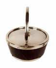 Antique Kitchen Victorian Oak & EPNS Electro Plated Nickel Silver Butter Dish c/w Ceramic Liner