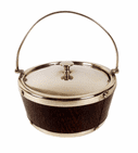 Antique Kitchen Victorian Oak & EPNS Electro Plated Nickel Silver Butter Dish c/w Ceramic Liner