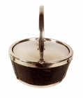 Antique Kitchen Victorian Oak & EPNS Electro Plated Nickel Silver Butter Dish c/w Ceramic Liner