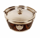 Antique Kitchen Victorian Oak & EPNS Electro Plated Nickel Silver Butter Dish c/w Ceramic Liner