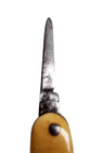Antique Mini Folding Folder Pocket Pen Knife Button Hook Celluloid Scales Brass Steel