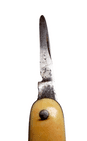 Antique Mini Folding Folder Pocket Pen Knife Button Hook Celluloid Scales Brass Steel