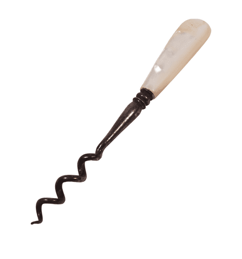 Antique Mini Miniature Mother of Pearl MOP & Steel Perfume Bottle Corkscrew