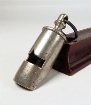 Antique Nickel Plate Round Pea Whistle Circa 1900-20s James Dixon & Sons Railway Notched Window