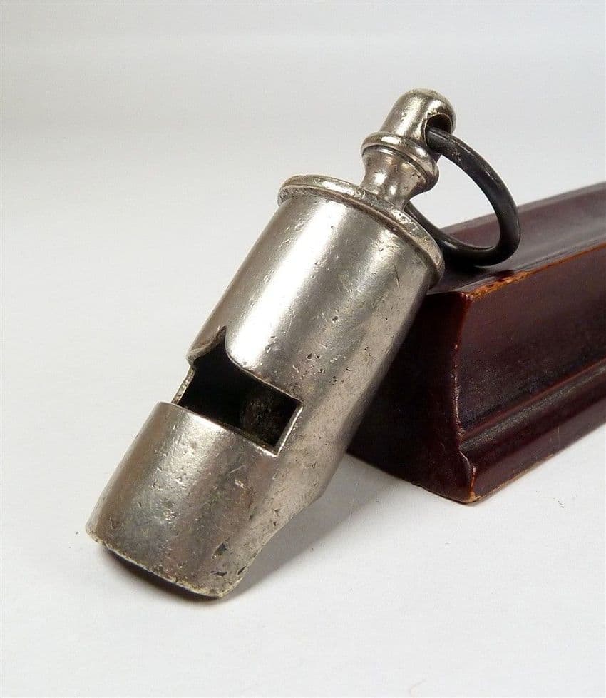 Antique Nickel Plate Round Pea Whistle Circa 1900-20s James Dixon & Sons Railway Notched Window