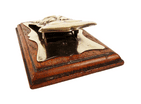 Antique Office Desk Late 19th Century Brass & Oak Letter Clip Card Holder Rose & Leaves Art Nouveau