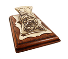Antique Office Desk Late 19th Century Brass & Oak Letter Clip Card Holder Rose & Leaves Art Nouveau