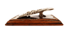 Antique Office Desk Late 19th Century Brass & Oak Letter Clip Card Holder Rose & Leaves Art Nouveau