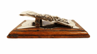 Antique Office Desk Late 19th Century Brass & Oak Letter Clip Card Holder Rose & Leaves Art Nouveau