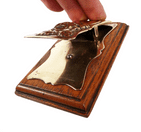 Antique Office Desk Late 19th Century Brass & Oak Letter Clip Card Holder Rose & Leaves Art Nouveau