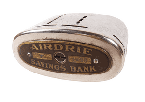 Antique Patent Recording Home Safe Money Box Airdrie Savings Bank No 1498 1920/30s Scottish