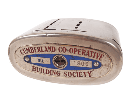 Antique Patent Recording Home Safe Money Box Bank Cumberland Co-Op Building Society No 1900 1920/30s