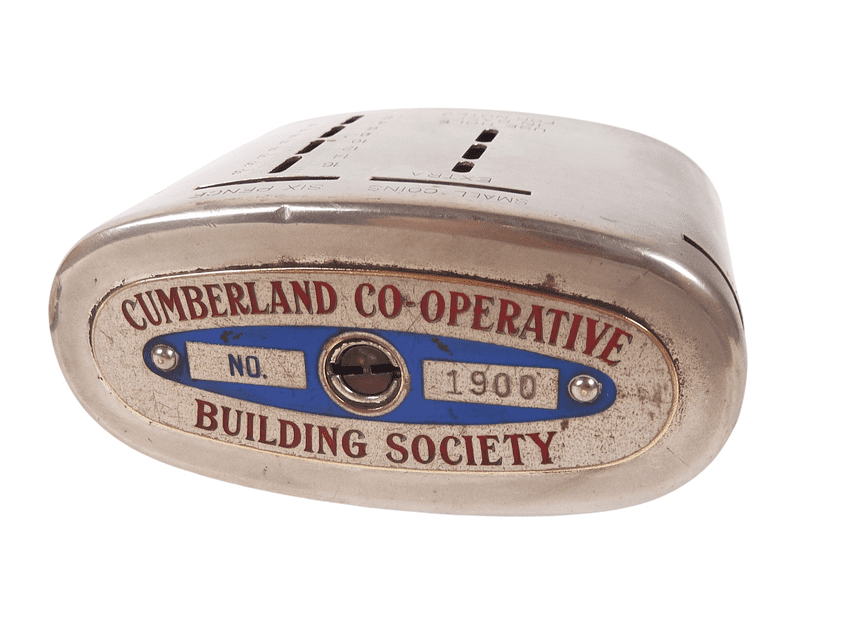 Antique Patent Recording Home Safe Money Box Bank Cumberland Co-Op Building Society No 1900 1920/30s