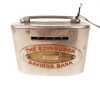 Antique Prudential Type Home Safe Money Box Edinburgh Savings Bank Original Yale Key 9042 1920/30s