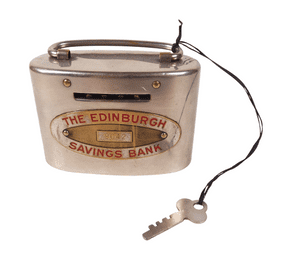 Antique Prudential Type Home Safe Money Box Edinburgh Savings Bank Original Yale Key 9042 1920/30s