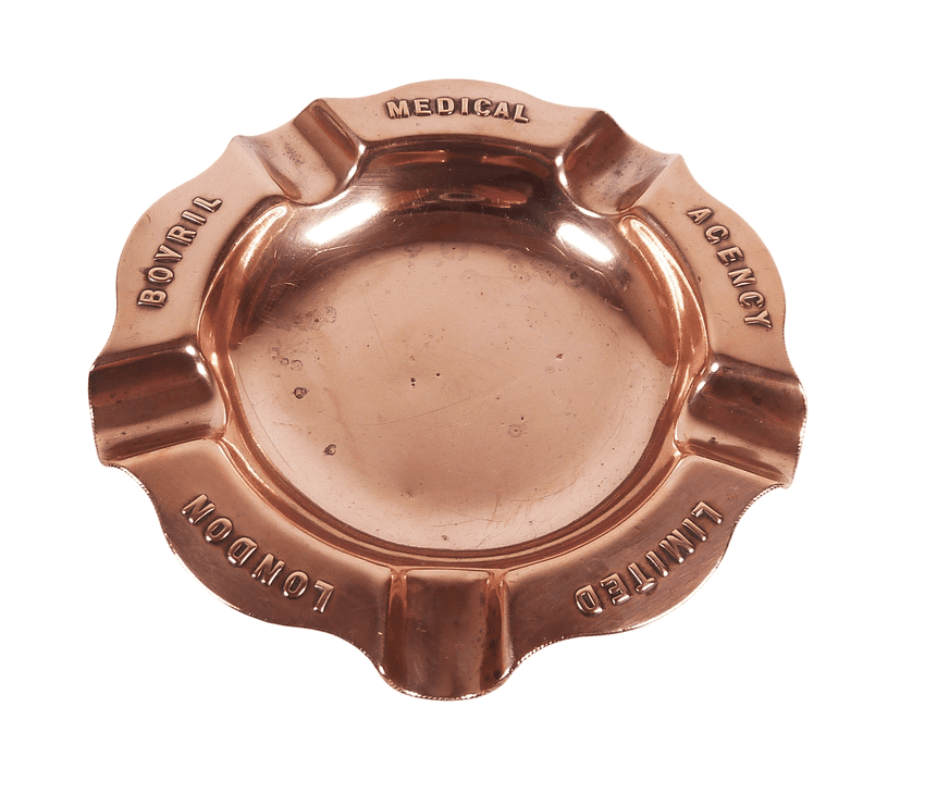 Antique Pub Bar Advertising Bovril Medical Agency Limited London Copper Cigarette Cigar Ash Tray