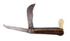 Antique S-B 1883 Horticultural Gardening Pruning Budding Grafting Pocket Knife Stag Scales Saw