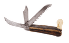 Antique S-B 1883 Horticultural Gardening Pruning Budding Grafting Pocket Knife Stag Scales Saw