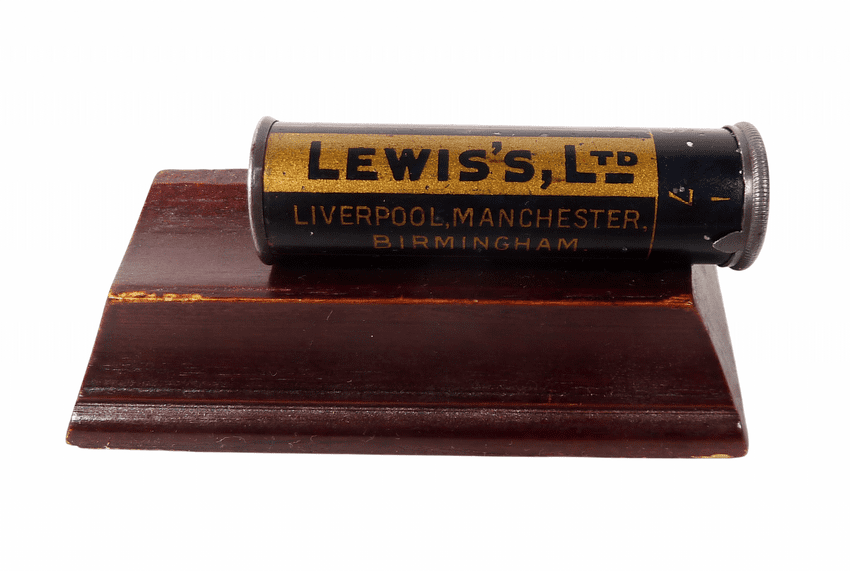 Antique Sewing Jahncke's Mitrailleuse Patent Lewis's Ltd A Parr & Sons Blue Needle Tin Case Holder