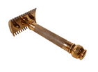 Antique Shaving Boxed Gillette Gold Tone 3 Piece Open Comb Safety Razor USA Standard DE Blade 1920s