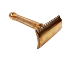Antique Shaving Boxed Gillette Gold Tone 3 Piece Open Comb Safety Razor USA Standard DE Blade 1920s