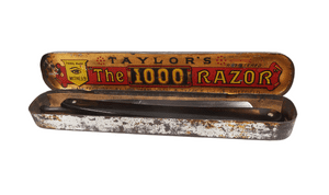 Antique Shaving Needham Veall & Tyzack Ltd Taylors Eye Witness 1000 Straight Razor in Original Tin