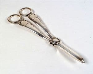Antique Silver Plate Grape Scissors Circa 1880-1900 Lovely Engraving No Makers Mark