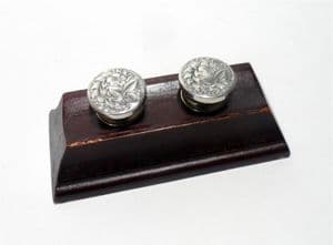 Antique Silver West's Patent Solitaire Cufflinks Cuff Links Floral Leaf Design George West Bachelor