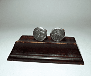 Antique Silver Wiley Perfect Action Patent Solitaire Cufflinks Cuff Links Floral Circa 1880 Bachelor