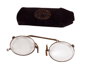 Antique Spectacles Pince Nez Glasses 9ct Gold 1880s Rowley & Son Brighton Case Sussex Eye Hospitals