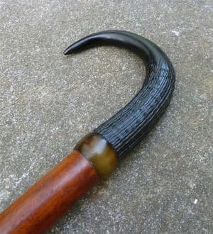 Antique Swiss Alpine Giessbach Alpine Walking Stick Chamois Horn Handle Circa 1900 Souvenir