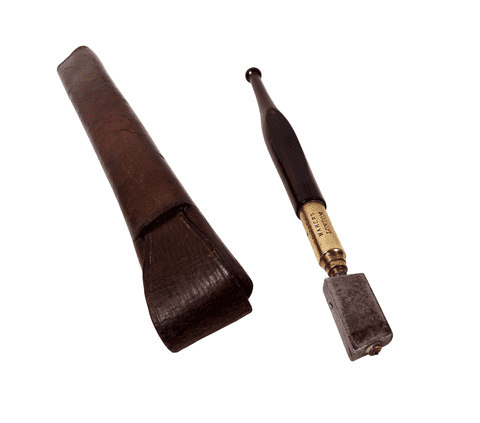 Antique Tool Bush & Chipper Percival London Diamond Glass Cutter Rosewood Brass Leather Case