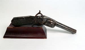 Antique Toy Small Tinplate Gun Pistol RMO DOT Circa 1920s Tin Plate Metal Working Condition