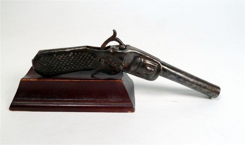 Antique Toy Small Tinplate Gun Pistol RMO DOT Circa 1920s Tin Plate Metal Working Condition