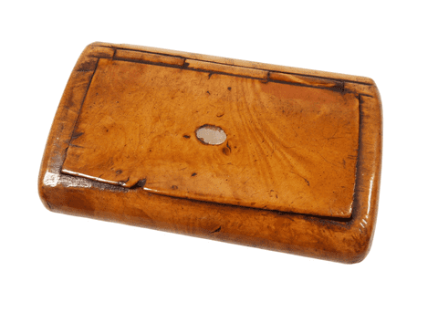 Antique Treen 19th Century Burr Walnut MOP Snuff Box Small Trinket First Tooth Hair Keepsakes