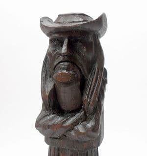 Antique Treen French Hand Carved Figural Wood Man Nutcracker Nut Cracker Breton Dress 1900s J Martin