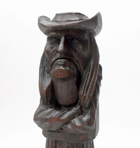Antique Treen French Hand Carved Figural Wood Man Nutcracker Nut Cracker Breton Dress 1900s J Martin