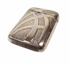 Antique Vesta Silver Plated Art Deco Geometric Design Match Safe Case Box Holder