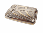 Antique Vesta Silver Plated Art Deco Geometric Design Match Safe Case Box Holder