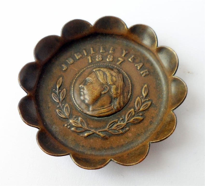 Antique Victorian Bronze Pin Tray Queen Victoria Golden Jubilee 1887 50 Years Royalty