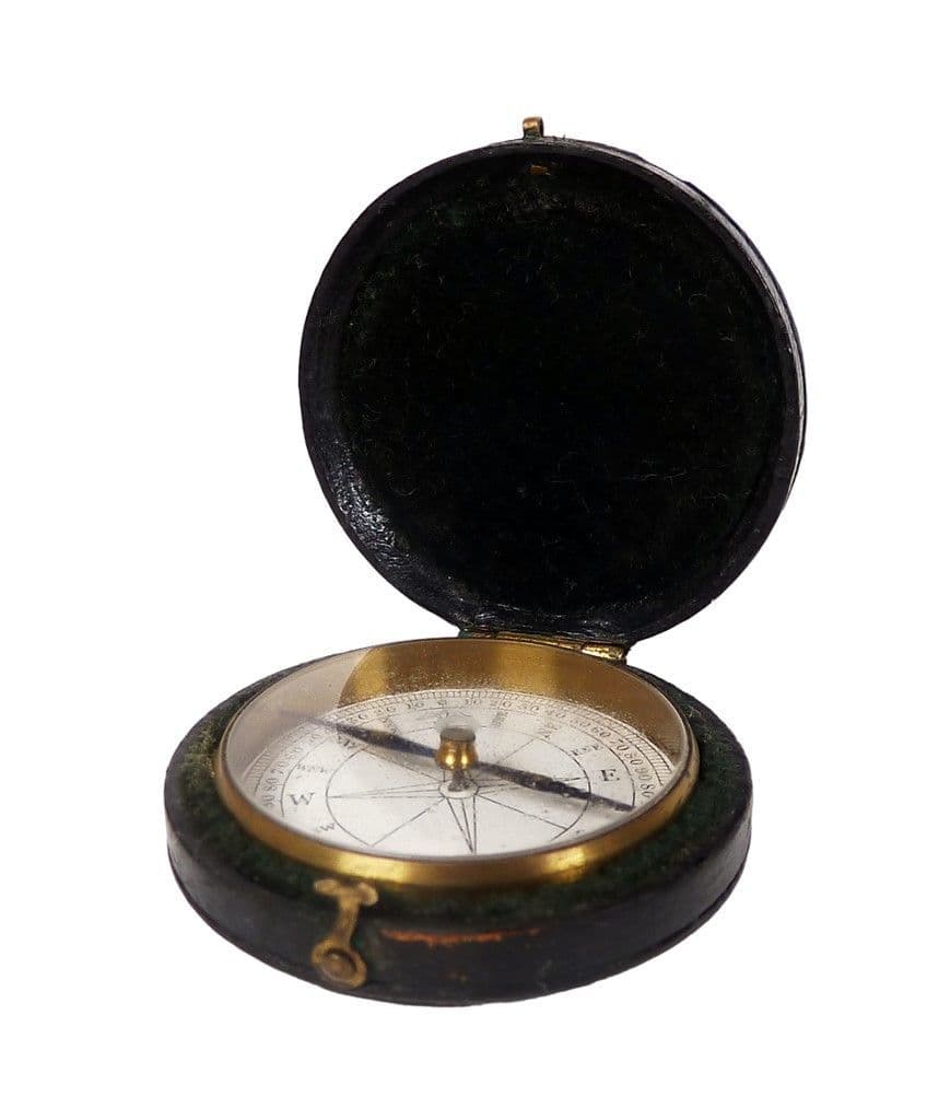 Antique Victorian Leather Cased Pocket Compass Circa 1880 Travel ...