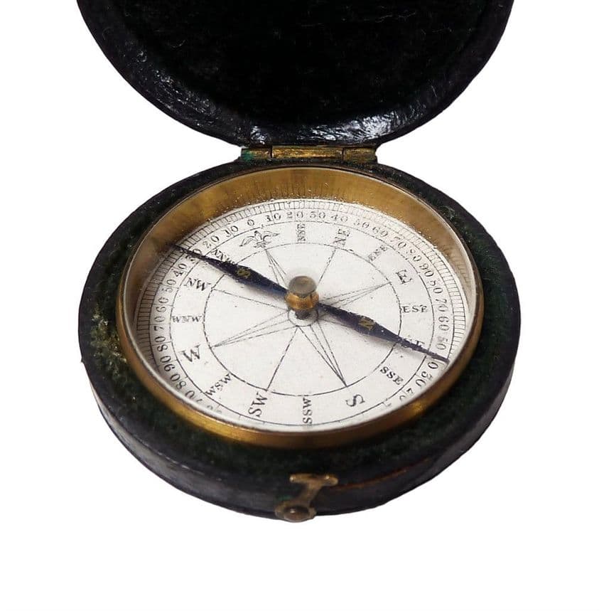 Antique Victorian Leather Cased Pocket Compass Circa 1880 Travel ...