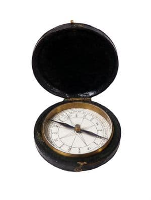 Antique Victorian Leather Cased Pocket Compass Circa 1880 Travel Walking Map Reading